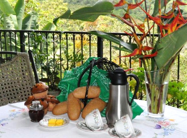 free Breakfast basket at Tinamou Cottage deluxe Jungle lodge, Boquete Panama 